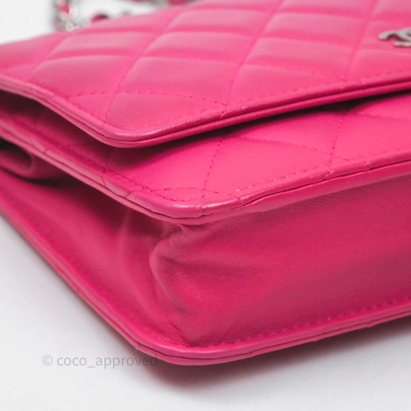 Chanel Quilted Wallet on Chain WOC Pink Lambskin Silver Hardware