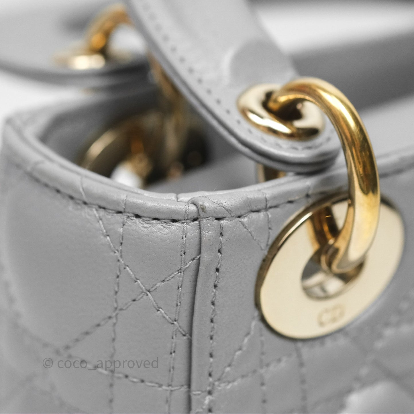 Christian Dior Mini Lady Dior Iridescent Grey Lambskin Cannage Gold Hardware