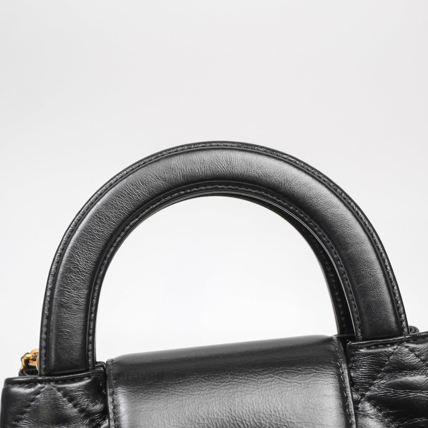 Chanel Kelly Bag Quilted Black Shiny Crumpled Calfskin Aged Gold Hardware