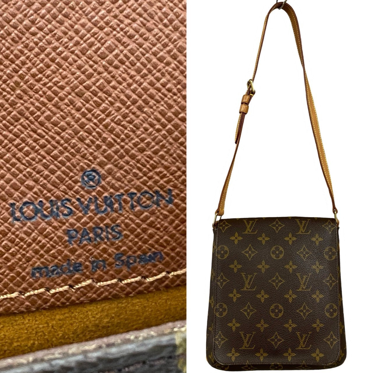 LOUIS VUITTON Shoulder Bag leather Brown Monogram Musette Salsa