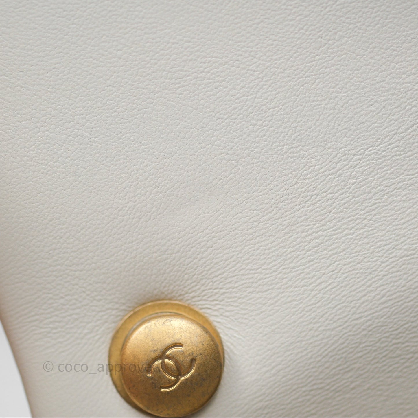 Chanel Quilted Double Pearl Adjustable Chain Flap Bag White Lambskin Aged Gold Hardware 24S