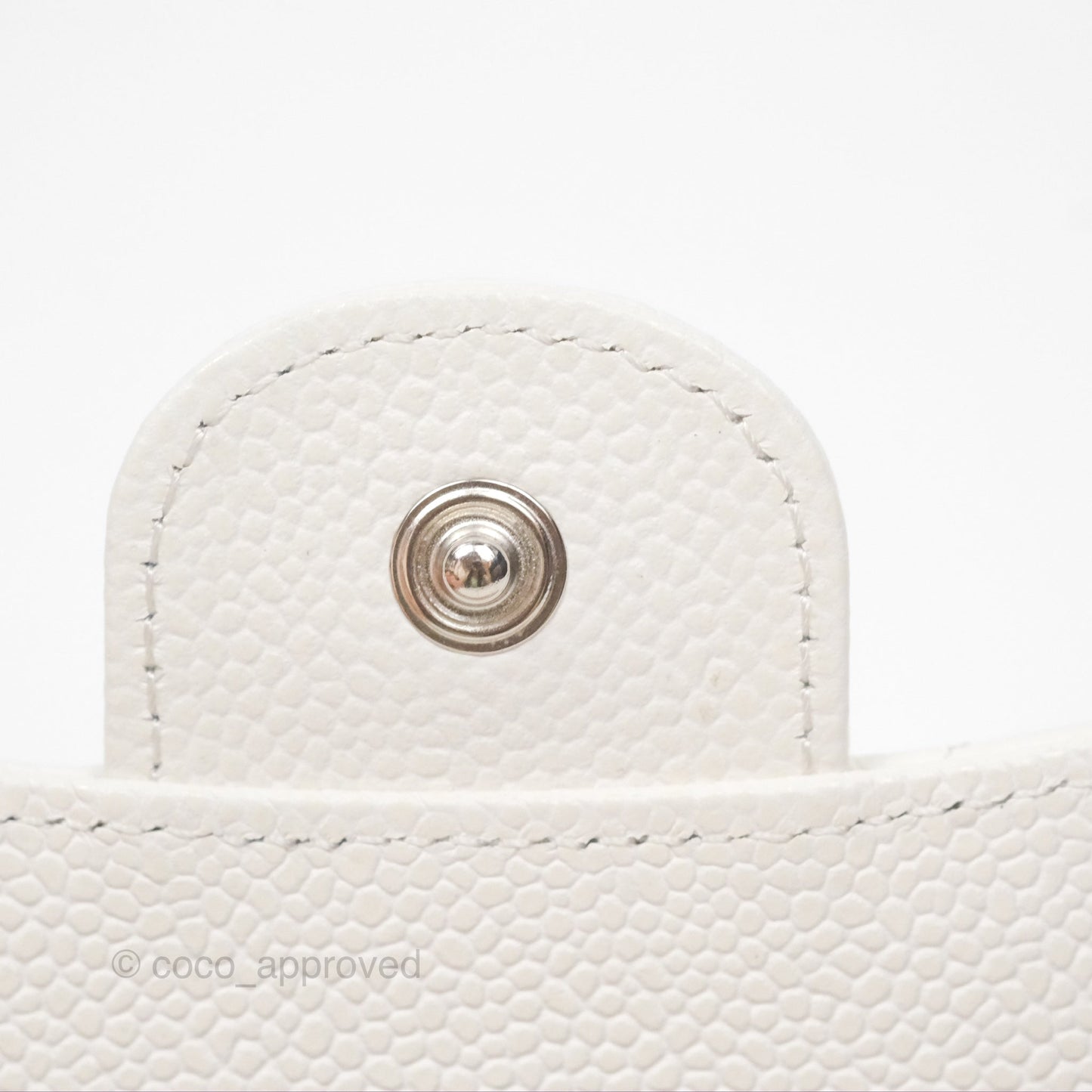 Chanel Quilted Flap Card Holder White Caviar Silver Hardware