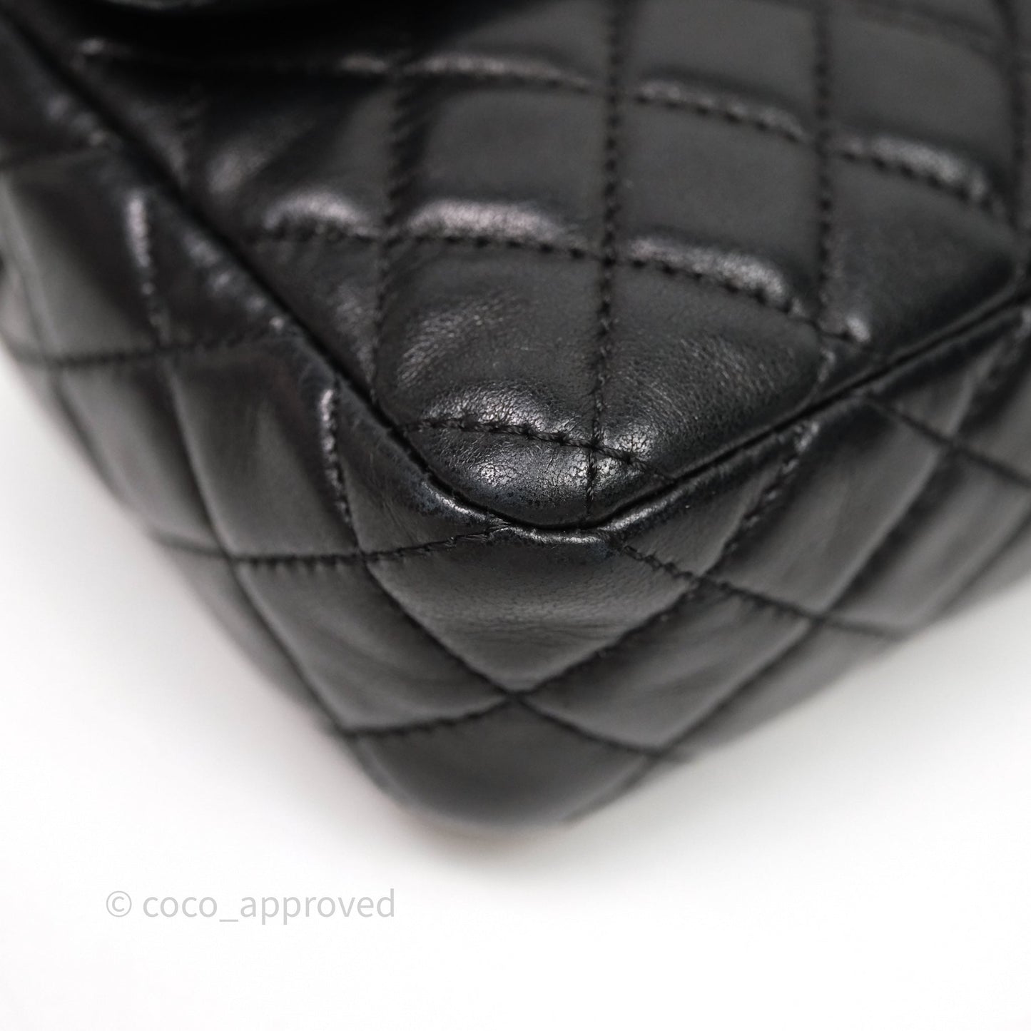 Chanel Quilted East West With Charm Flap Bag Lambskin Black Gold Hardware