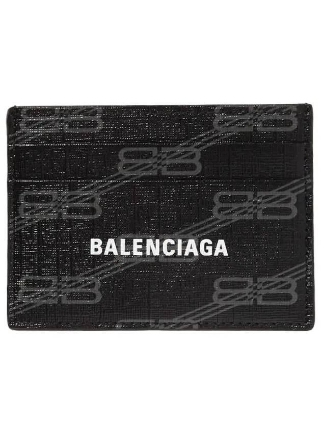 Luxury Balenciaga BB Monogram Card Wallet Black