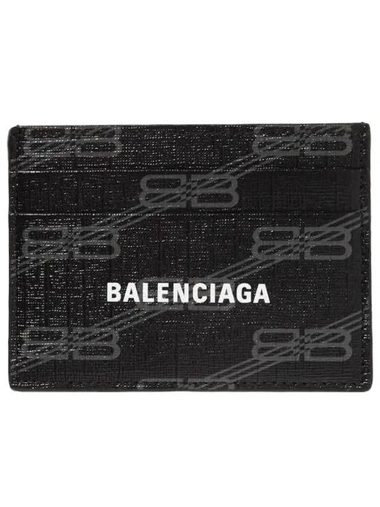 Luxury Balenciaga BB Monogram Card Wallet Black