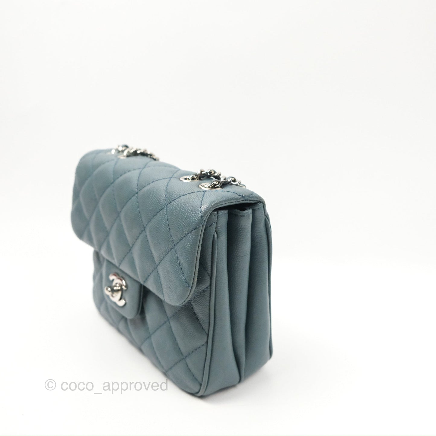 Chanel Quilted Small Urban Companion Flap Bag Blue Caviar Silver Hardware