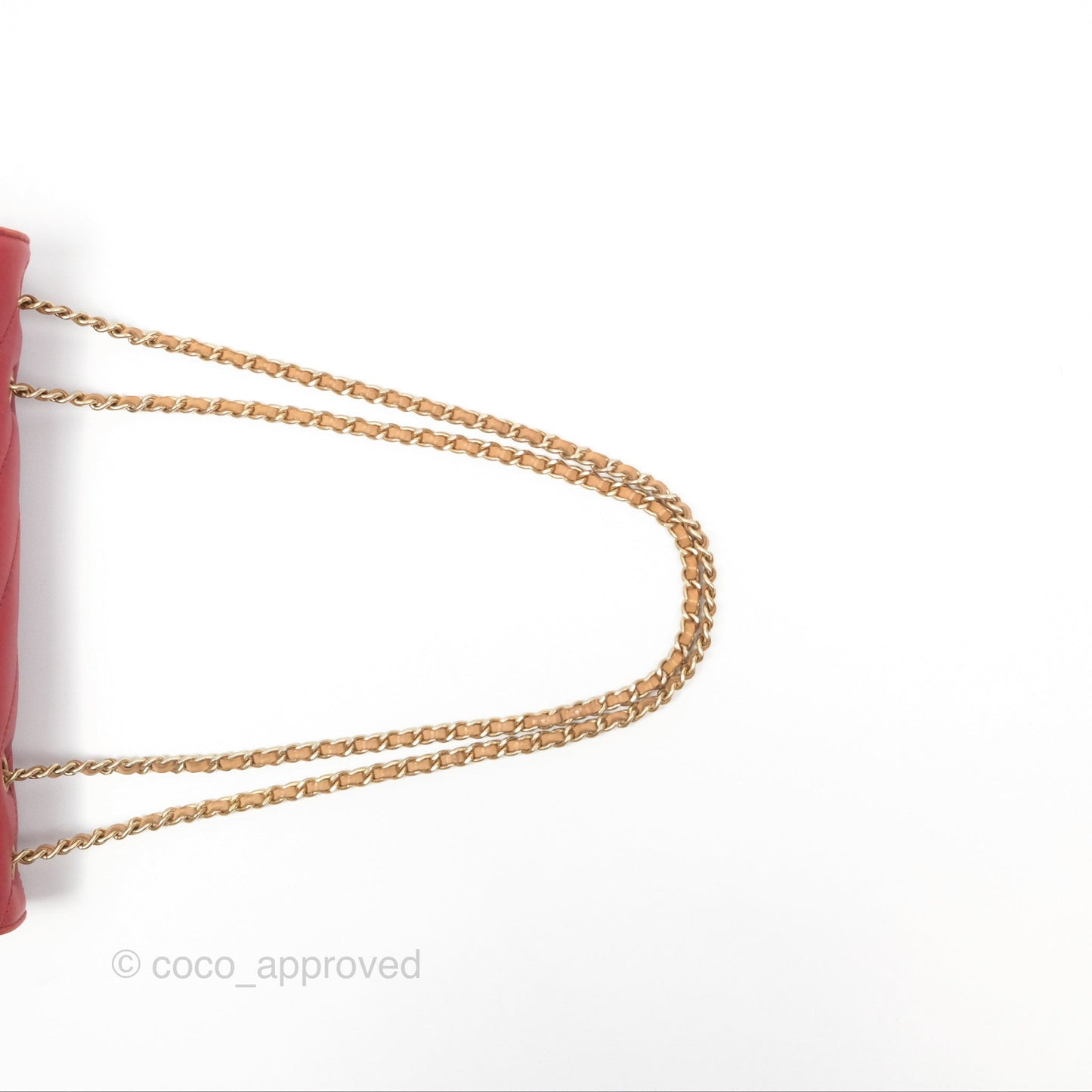 Chanel Chevron Shoulder Bag Red Calfskin Aged Gold Hardware