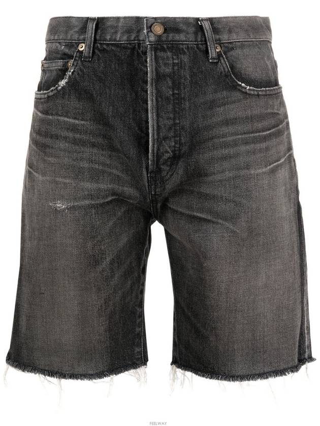 Luxury Saint Laurent Washing Denim Bermuda Shorts Grey