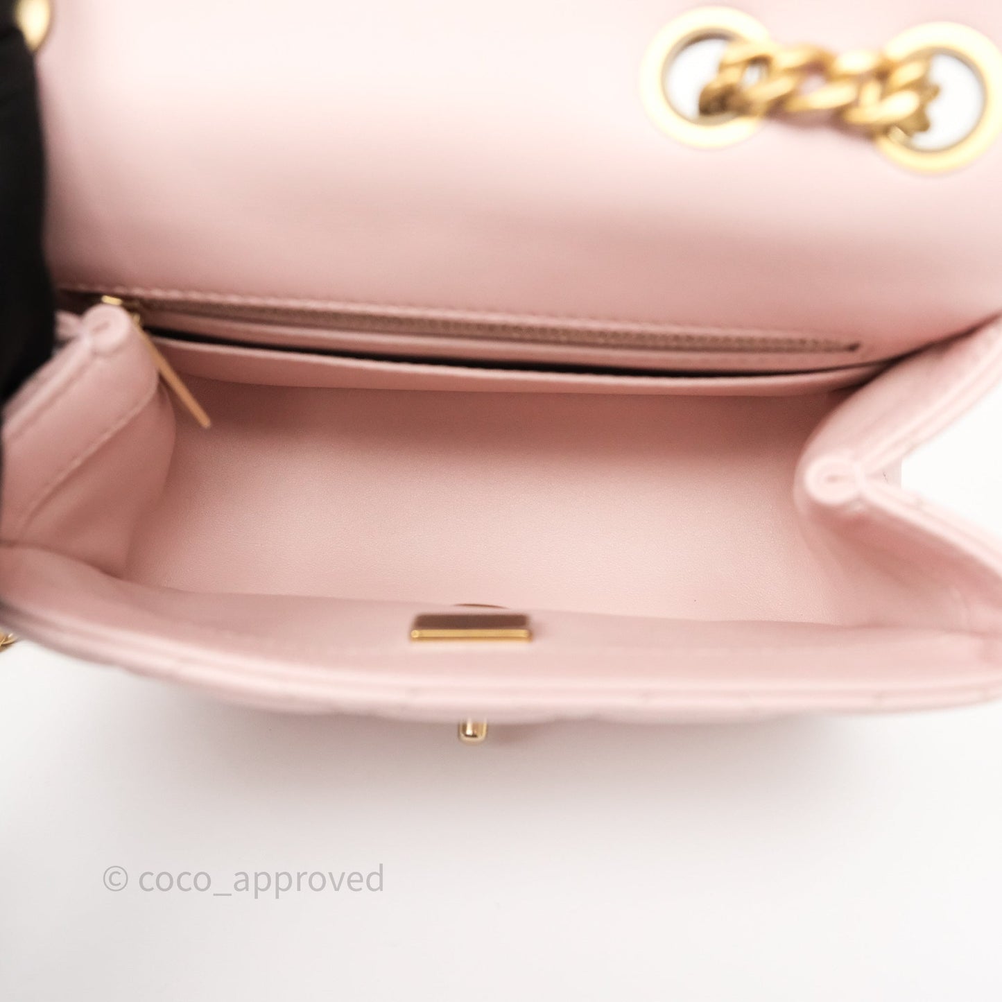 Chanel Quilted Mini Square Flap with Camellia Adjustable Chain Pink Clair Lambskin
