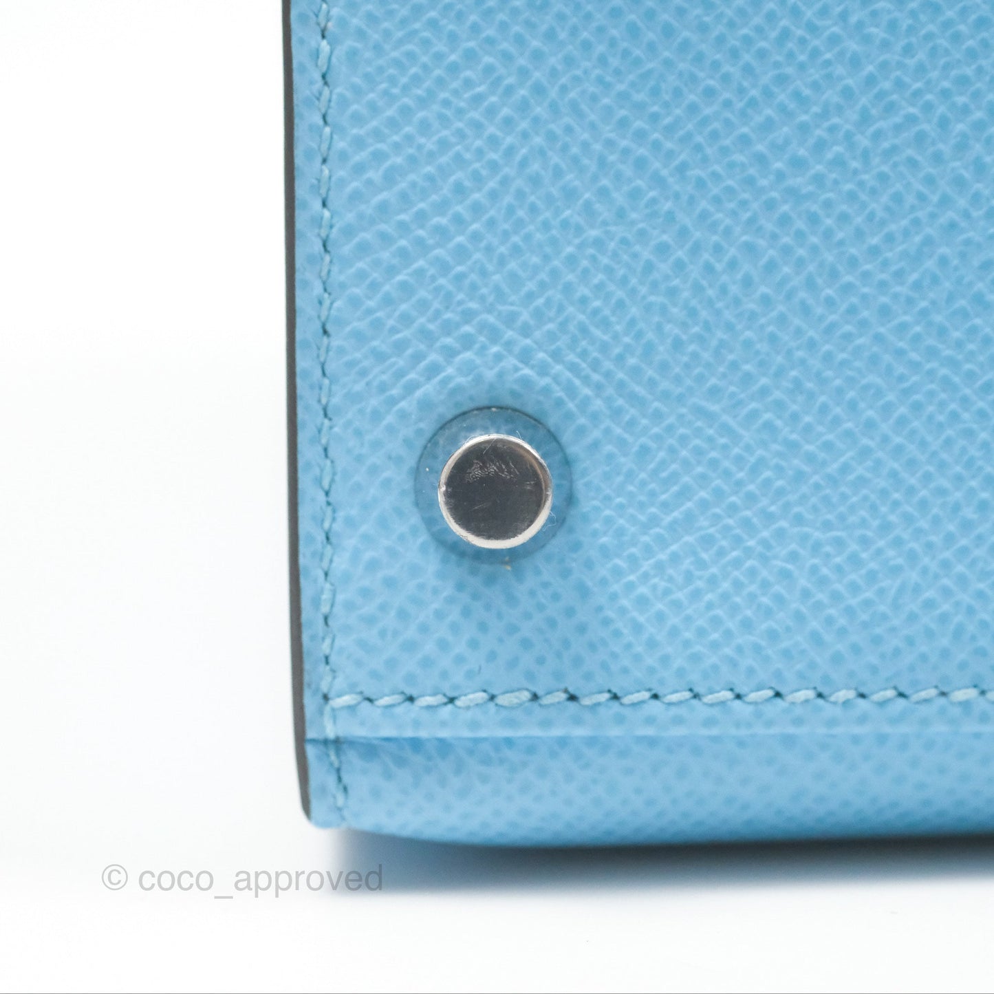 Hermès Sellier Kelly 28 Celeste 7N Epsom Palladium Hardware