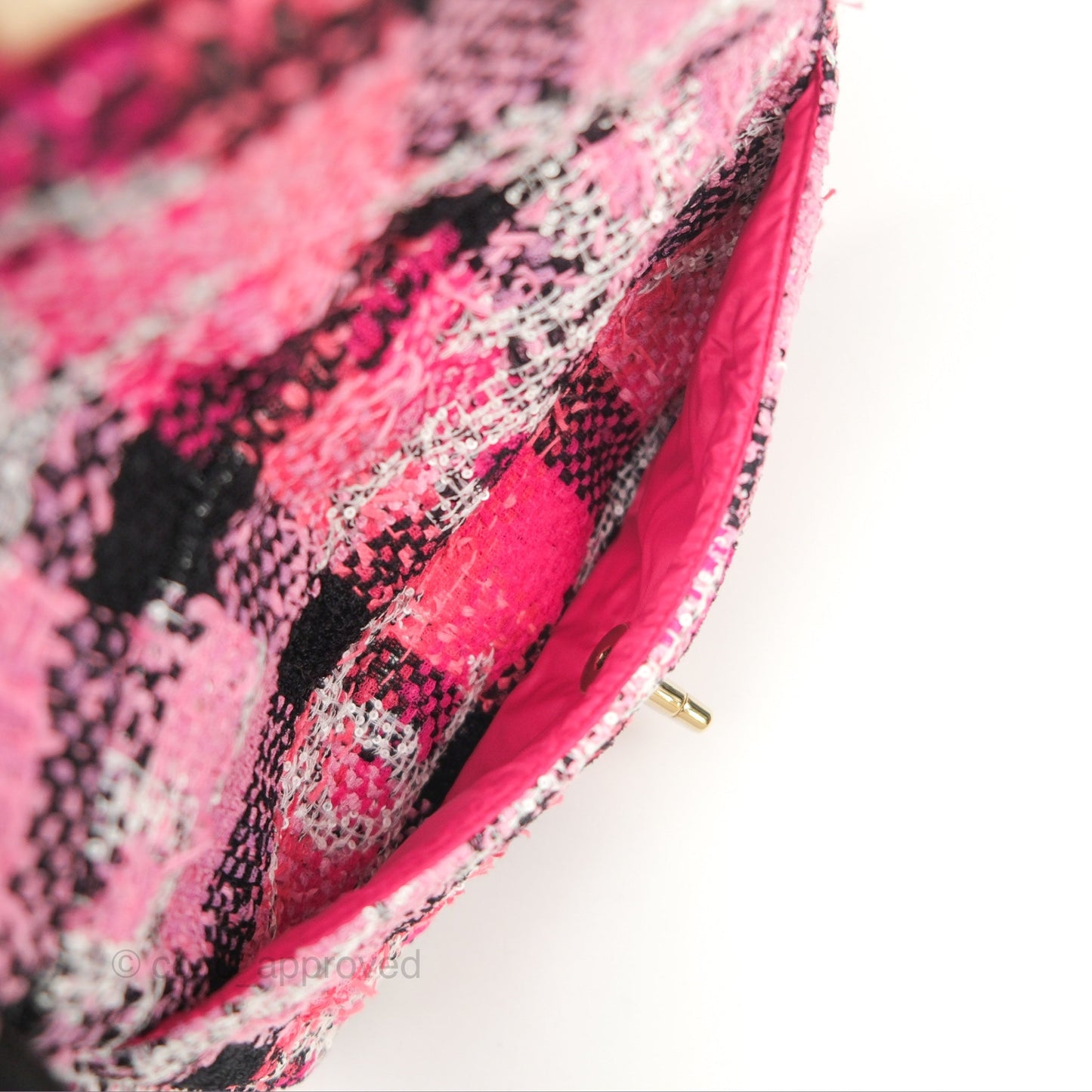 Chanel Coco Beach 2way Crossbody Bag / Foldable Tote Pink Black Grid Tweed