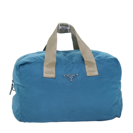 Luxury PradaBoston Bag Nylon Light Blue 77639
