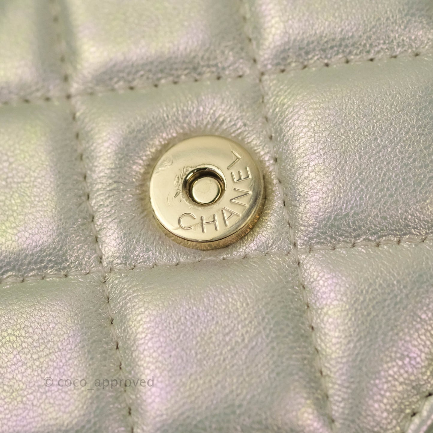 Chanel Quilted Wallet on Chain WOC Iridescent Ivory Light Gold Hardware