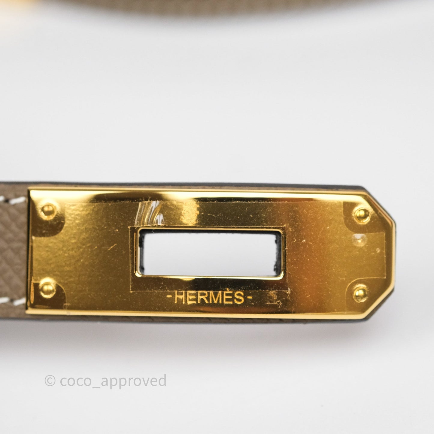 Hermès Kelly Buckle Belt Etoupe Epsom Gold Hardware