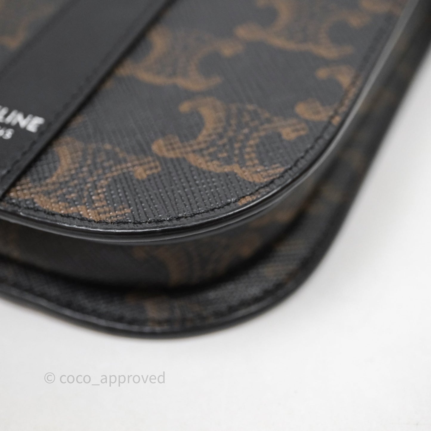 Celine Phone Pouch Black Triomphe Canvas