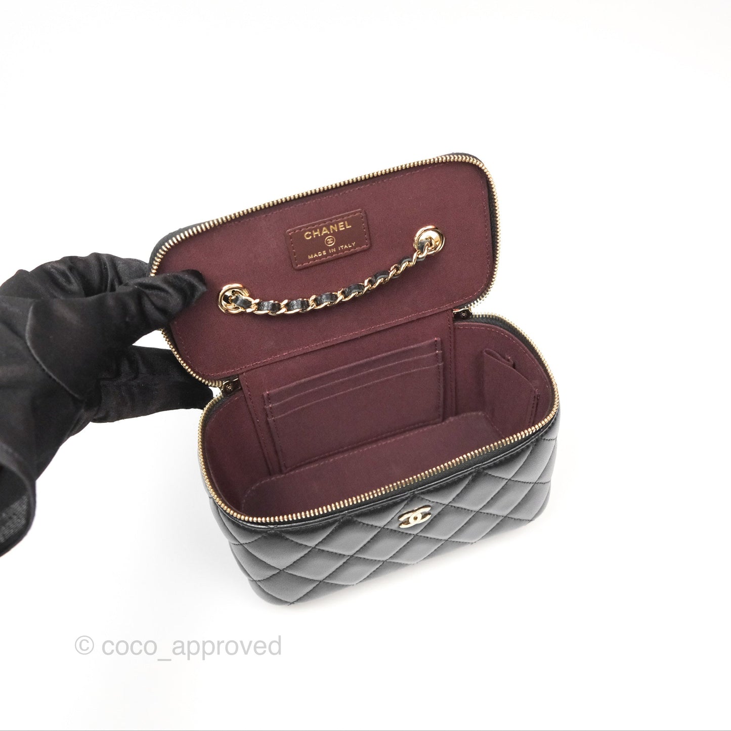 Chanel Vanity Rectangular with Chain Black Lambskin Gold Hardware