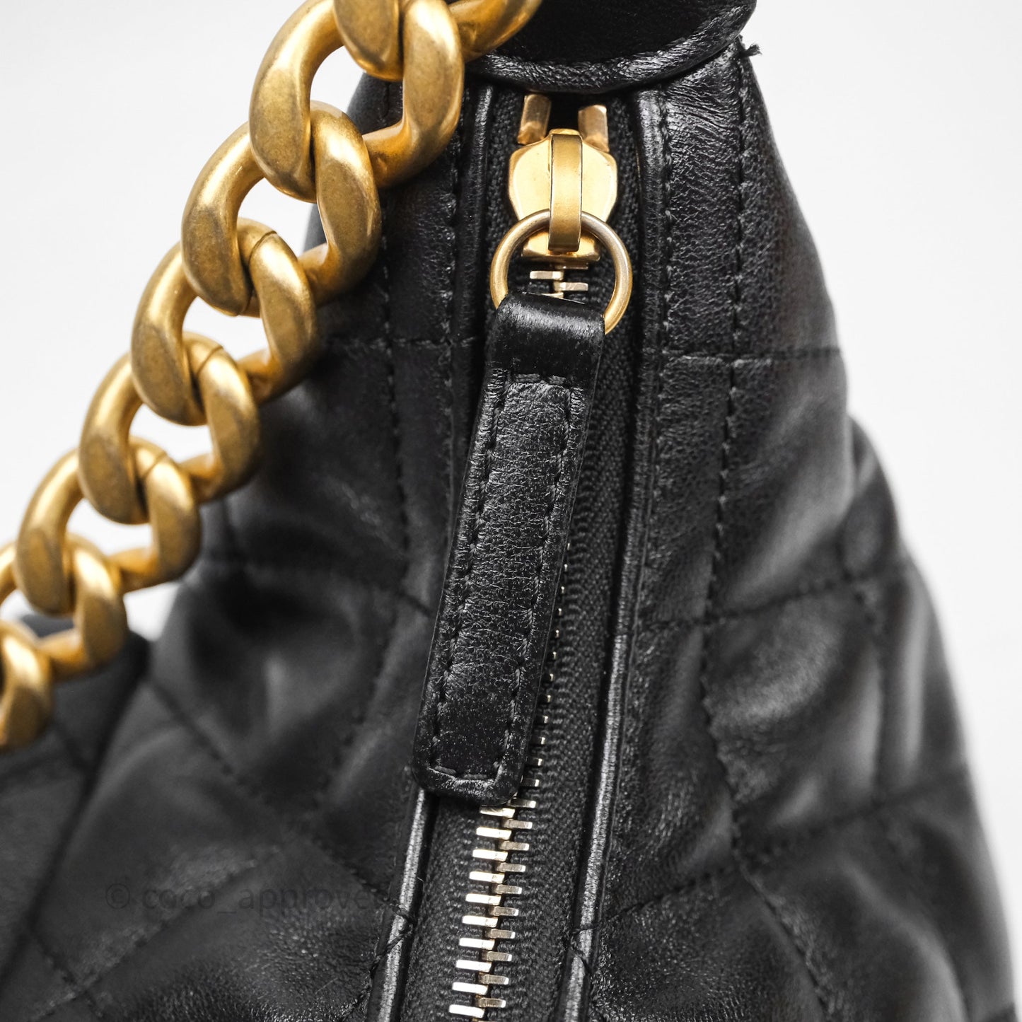 Chanel Small Quilted Trendy Double Pocket Hobo Black Lambskin Gold Hardware