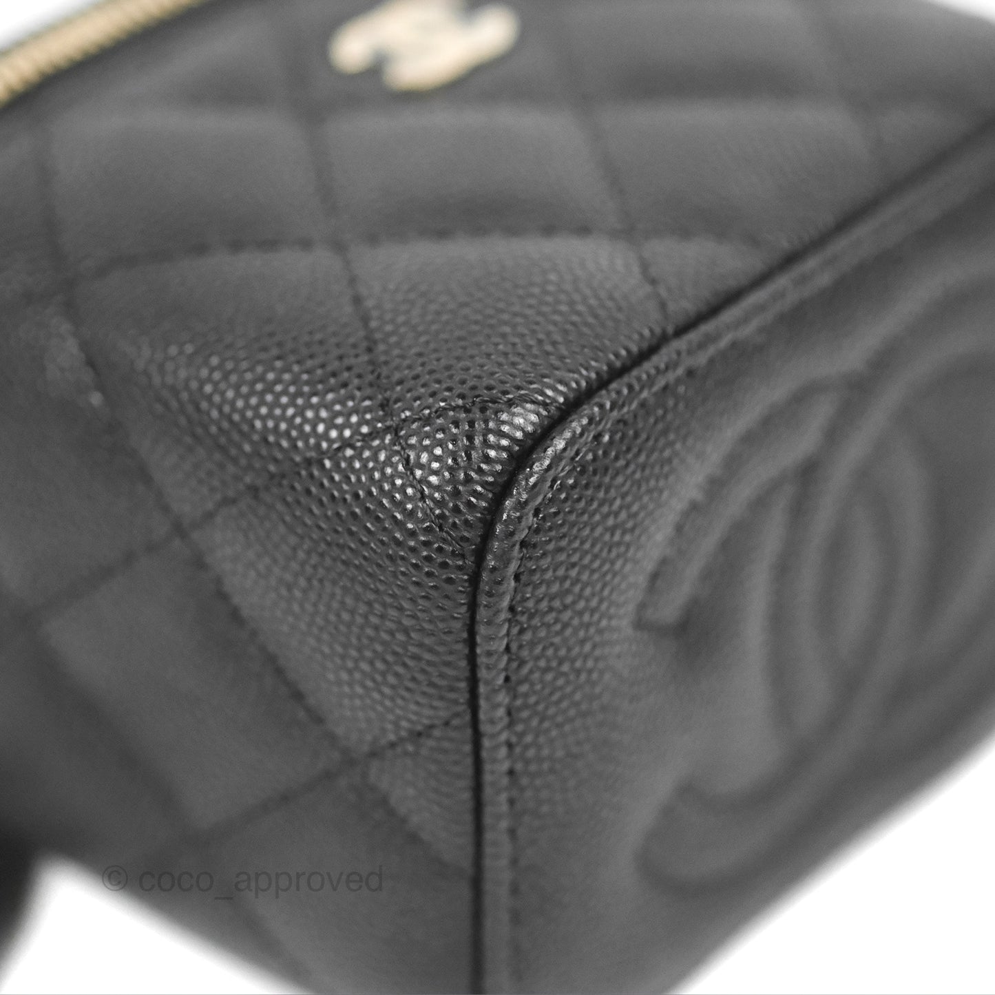 Chanel Mini Vanity With Chain Black Caviar Gold Hardware