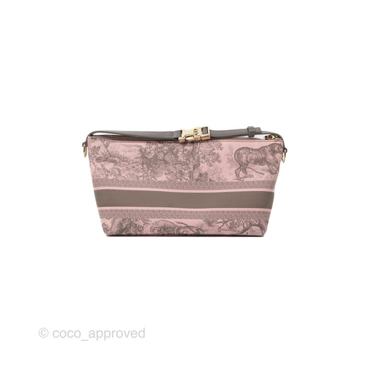 Dior Medium DiorTravel Nomad Pouch Pink Grey Toile de Jouy Reverse Technical Fabric