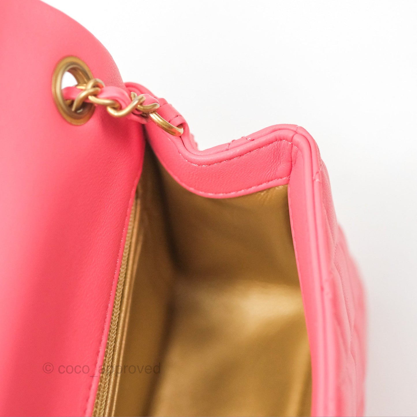 Chanel Pearl Crush Mini Rectangular Pink Lambskin Aged Gold Hardware