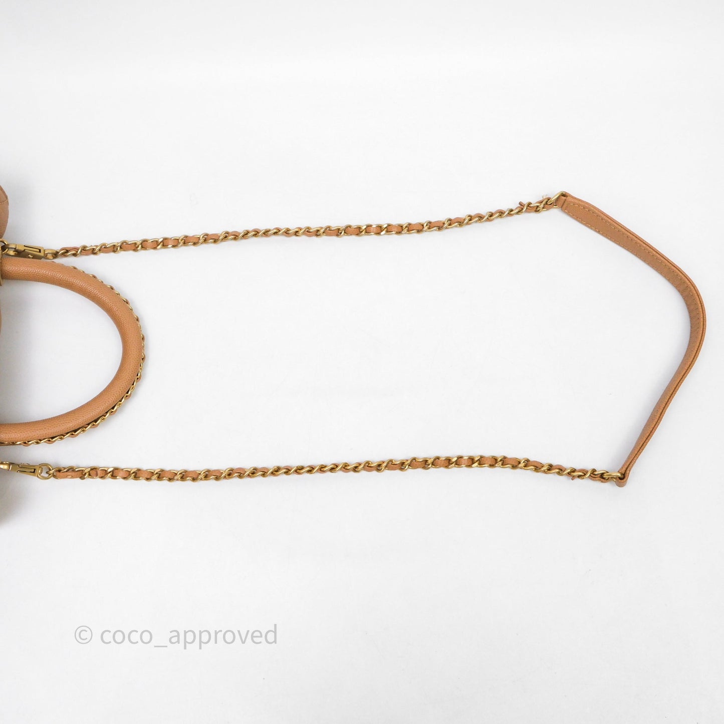 Chanel Small Coco Handle with Chain Handle Beige Caviar Aged Gold Hardware 23P