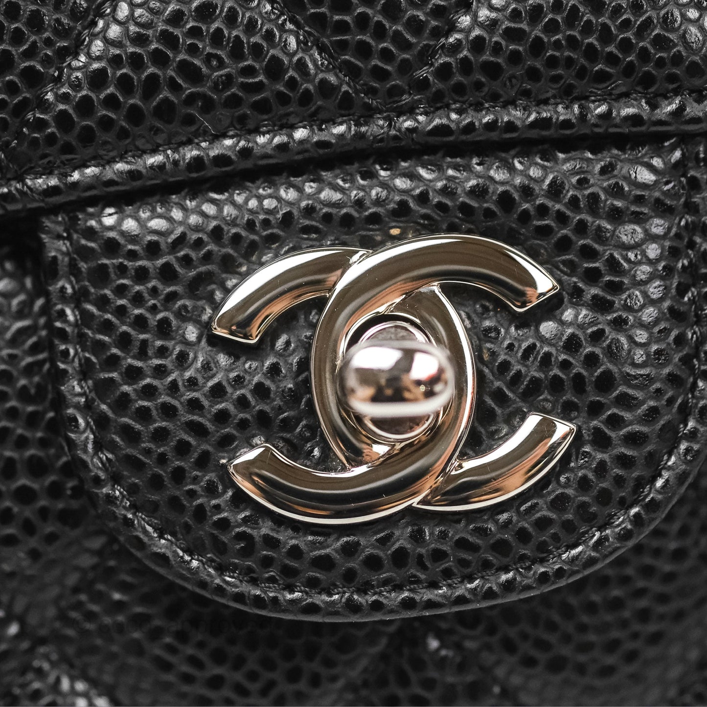 Chanel Classic M/L Medium Flap Quilted Black Caviar Silver Hardware