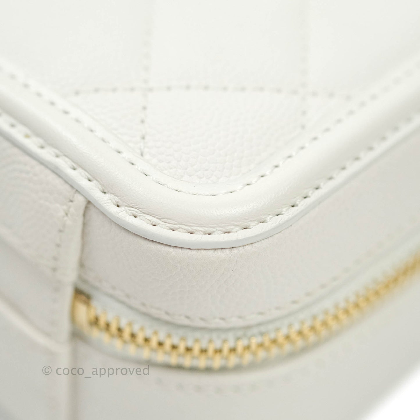 Chanel Quilted Small CC Filigree Vanity Case White Caviar
