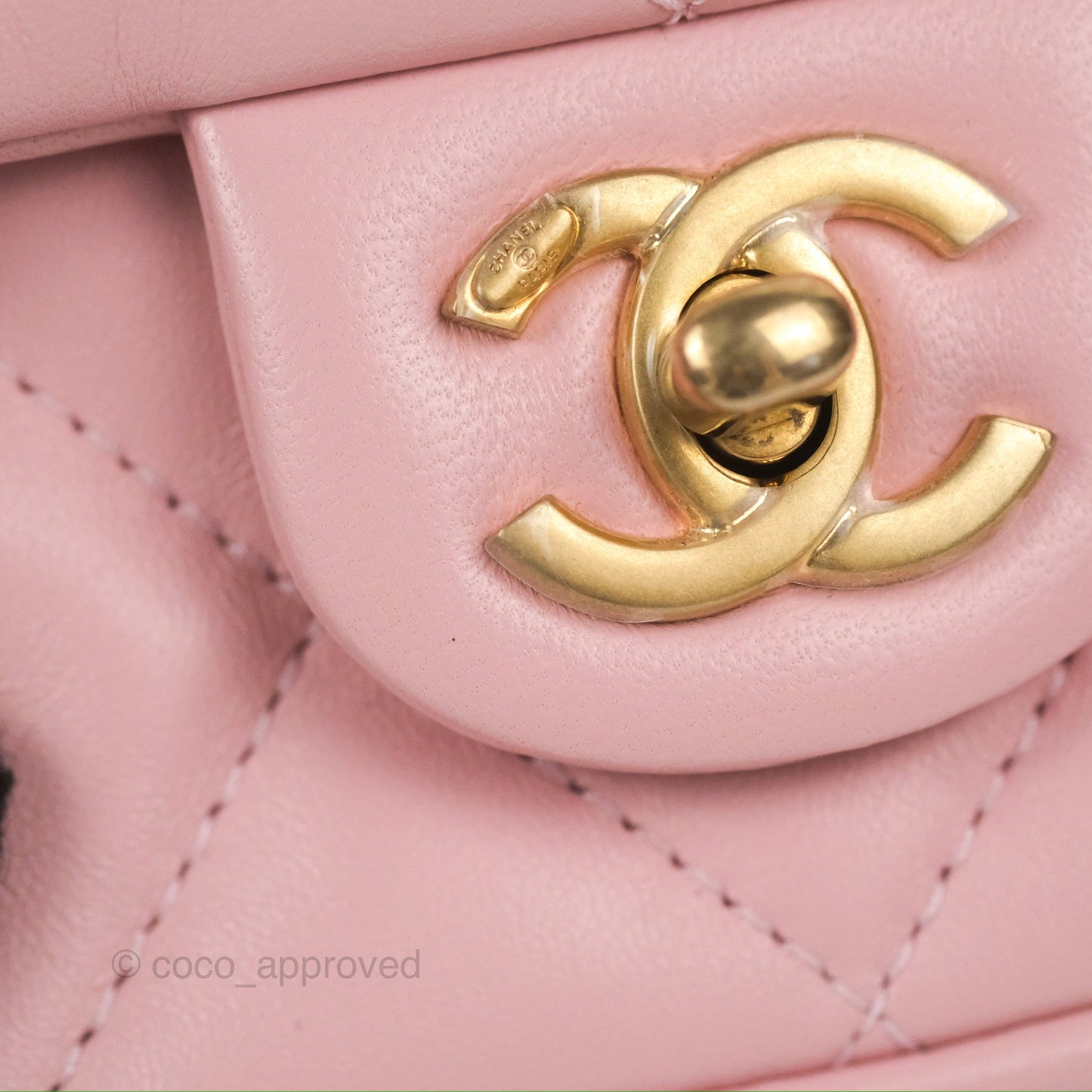 Chanel Mini Flap Bag With Heart CC Charm Pink Lambskin Aged Gold Hardware