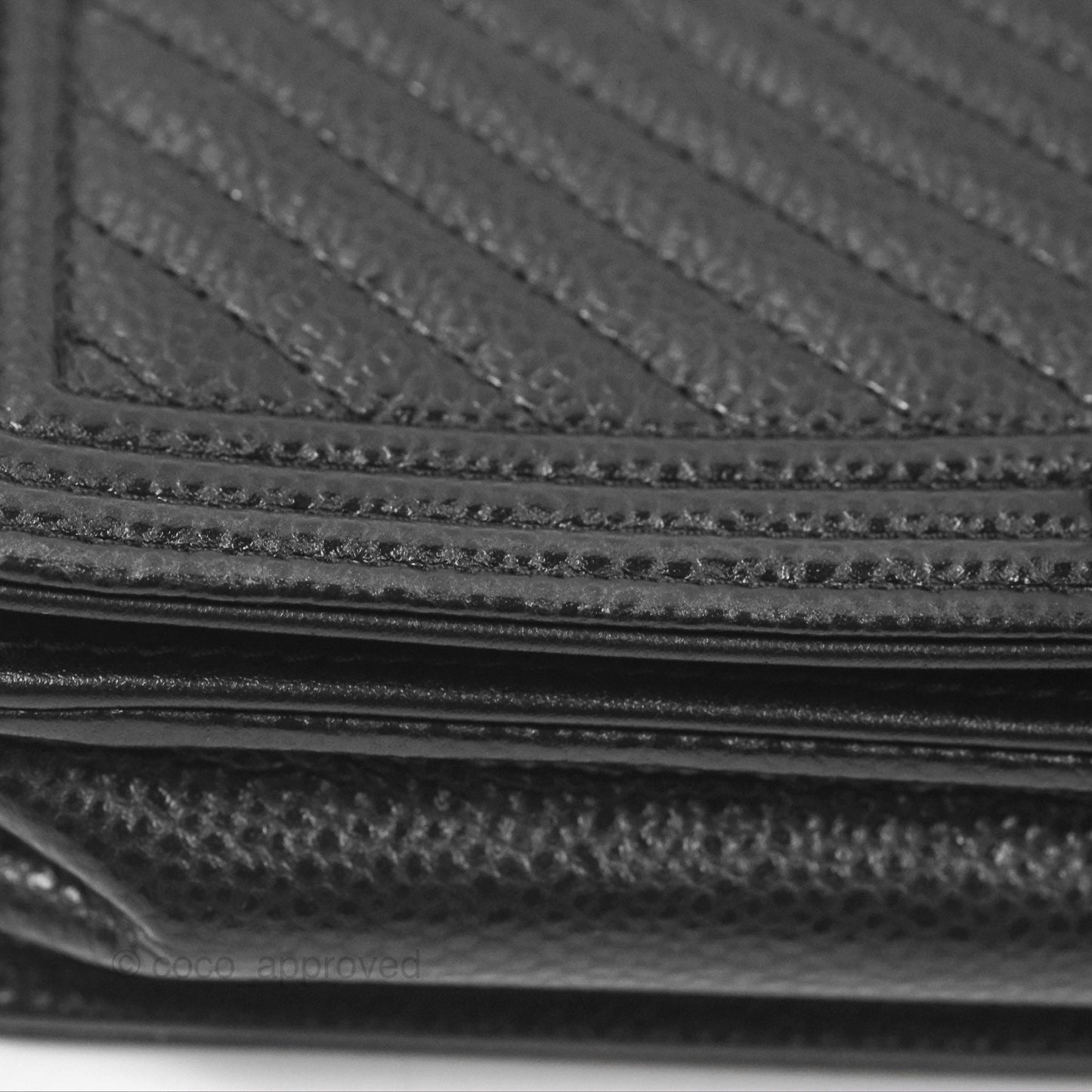 Chanel Chevron Boy Wallet on Chain WOC Black Caviar Silver Hardware