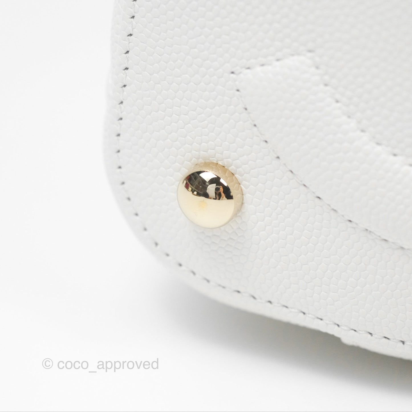 Chanel Quilted Top Handle Vanity Case White Caviar Gold Hardware