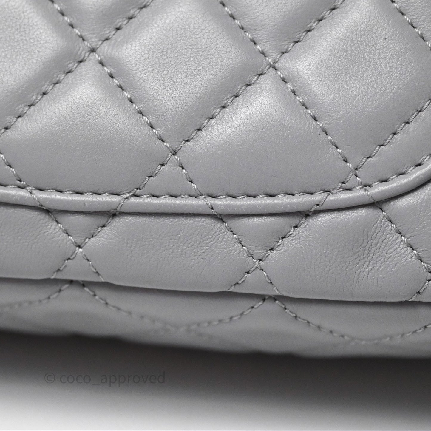 Chanel Pearl Crush Mini Rectangular Quilted Grey Lambskin Aged Gold Hardware