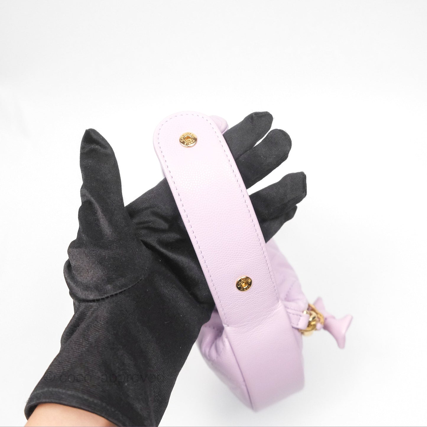 Chanel Bow Hobo Pouch Lilac Caviar Gold Hardware 24S
