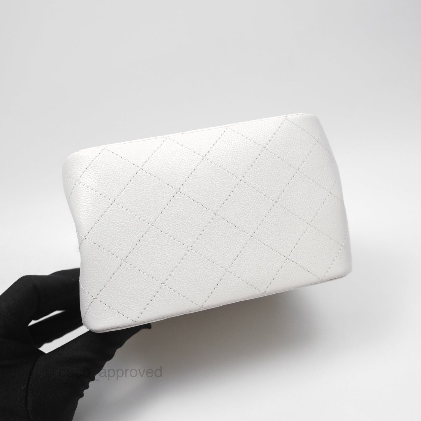 Chanel Mini Bucket Tote White Caviar Gold Hardware 22S