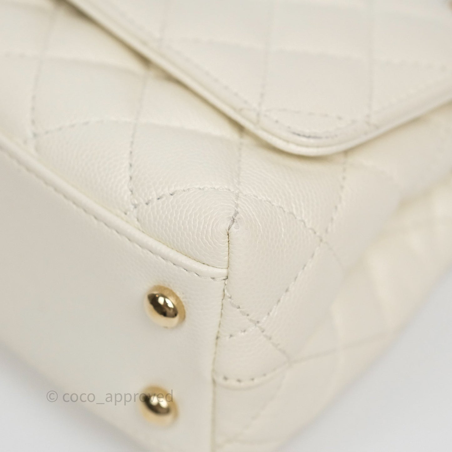 Chanel Mini Coco Handle Quilted Ivory White Caviar Gold Hardware