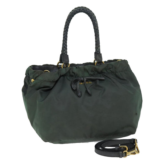 Luxury PradaHand Bag Nylon 2way Khaki 77763