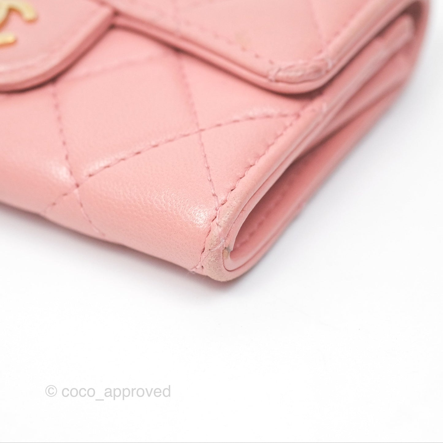 Chanel Classic Flap Card Holder Quilted Pink Lambskin Gold Hardware