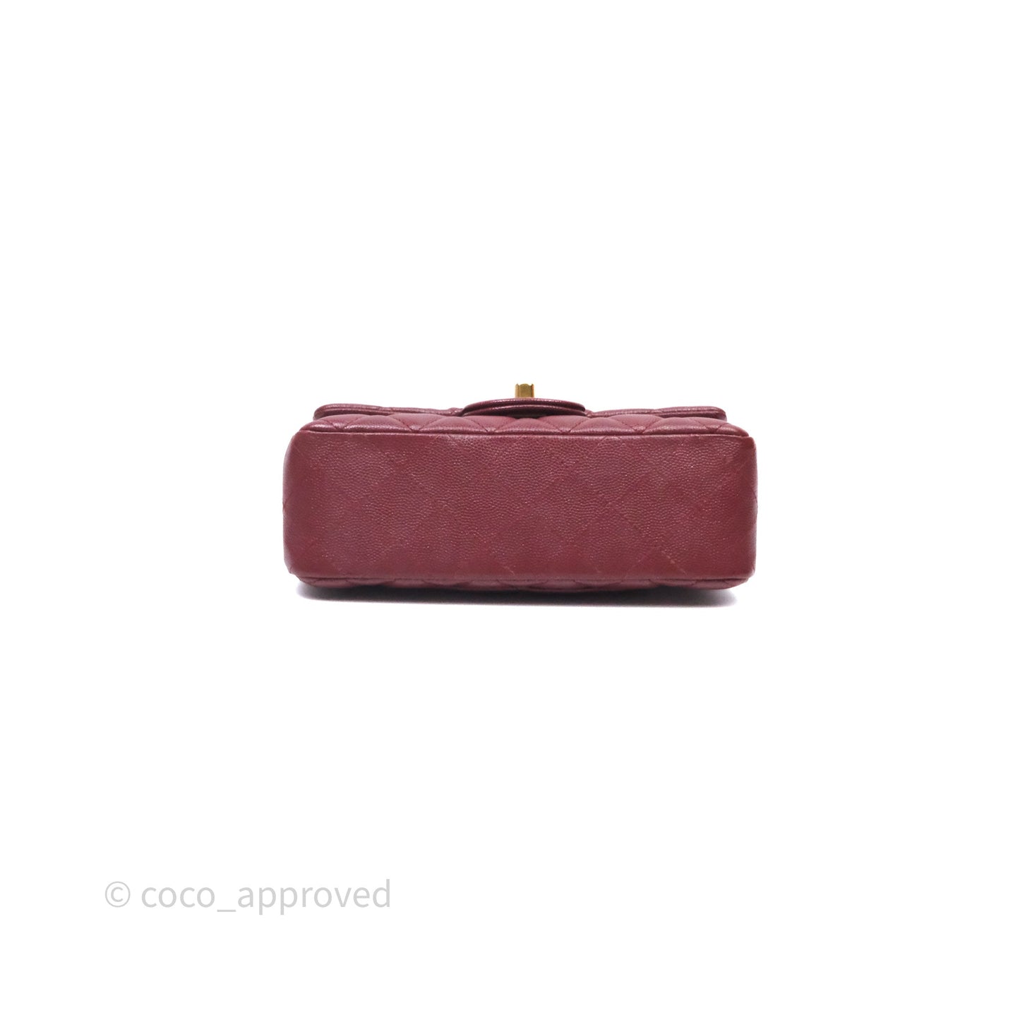 Chanel Classic Quilted Mini Rectangular Flap Burgundy Caviar Aged Gold Hardware