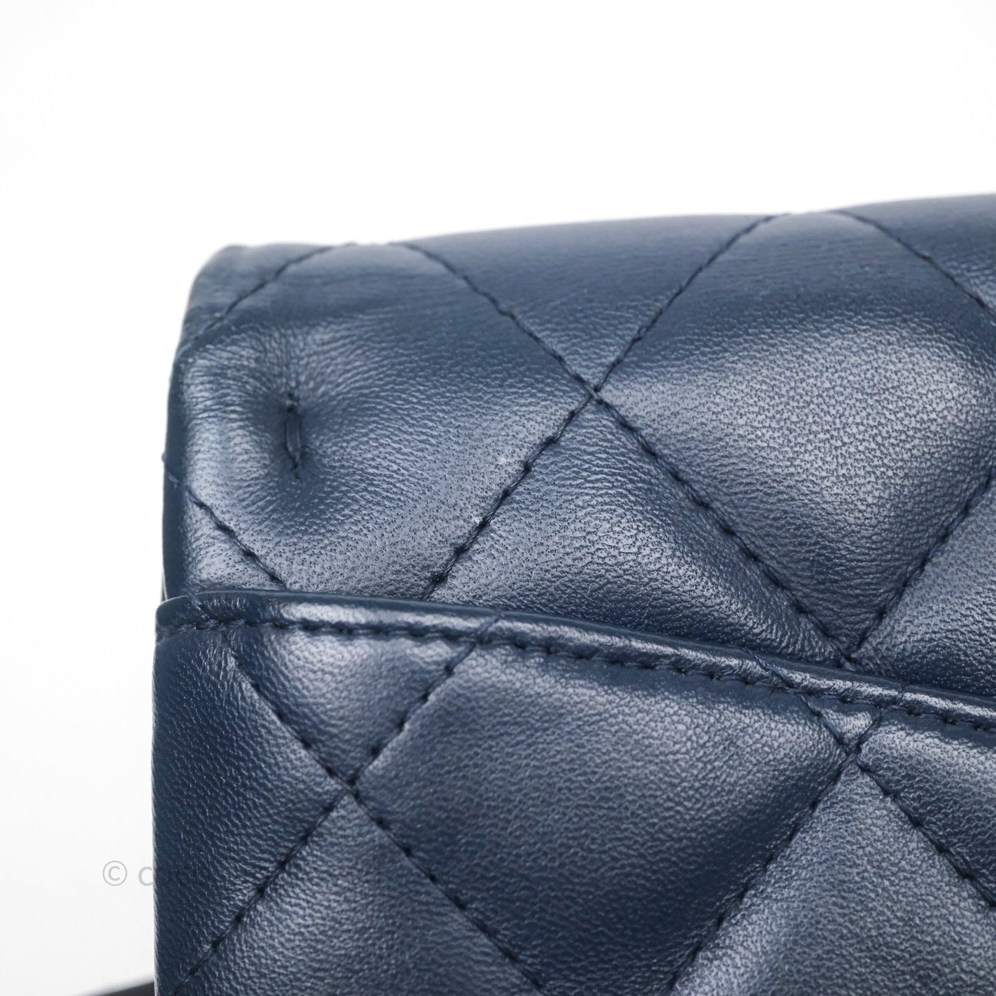 Chanel Quilted Clutch with Chain Lambskin Navy Gun Metal Hardware