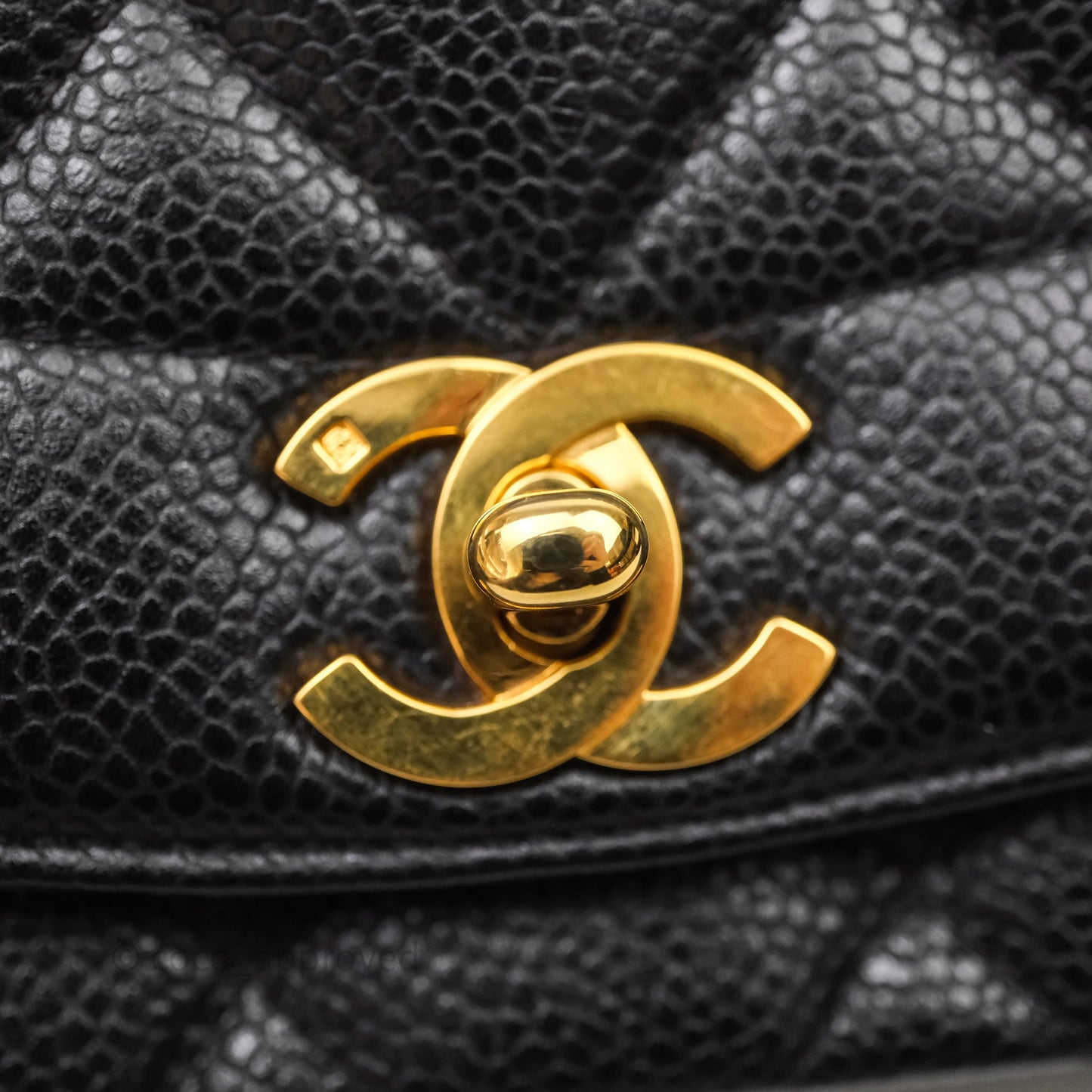 Chanel Vintage Small Classic Diana Flap Bag Black Caviar 24K Gold Hardware
