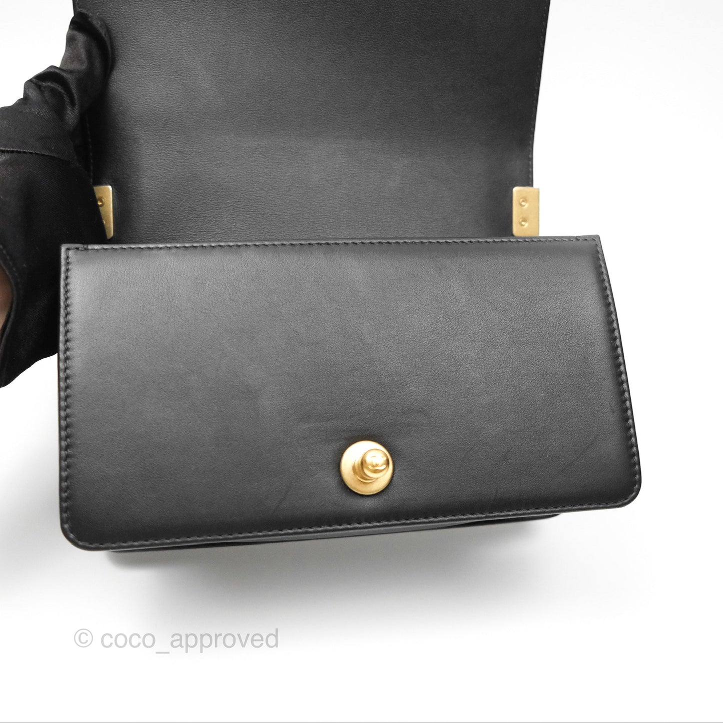 Chanel Small Boy Black Calfskin Gold Hardware
