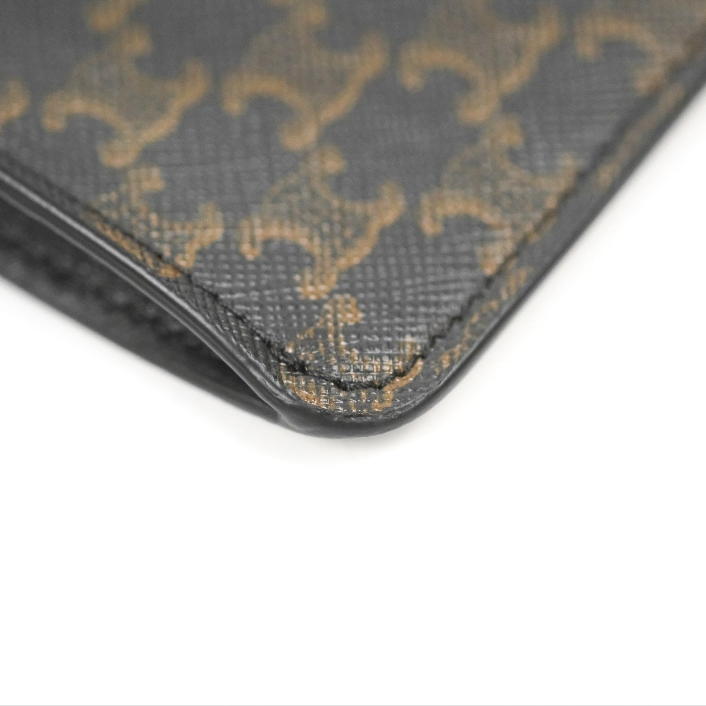 Celine Phone Pouch with Flap Black Triomphe Canvas Lambskin