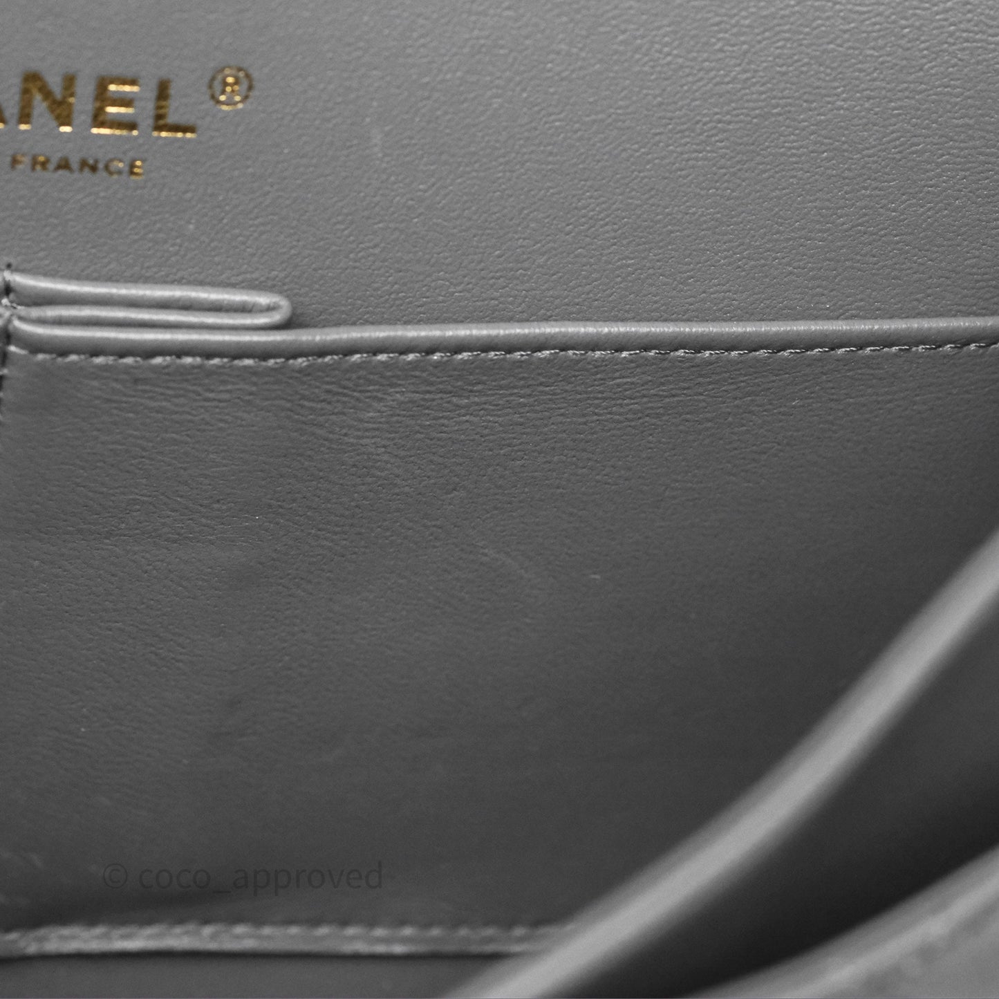 Chanel Classic M/L Medium Flap Quilted Grey Lambskin Gold Hardware