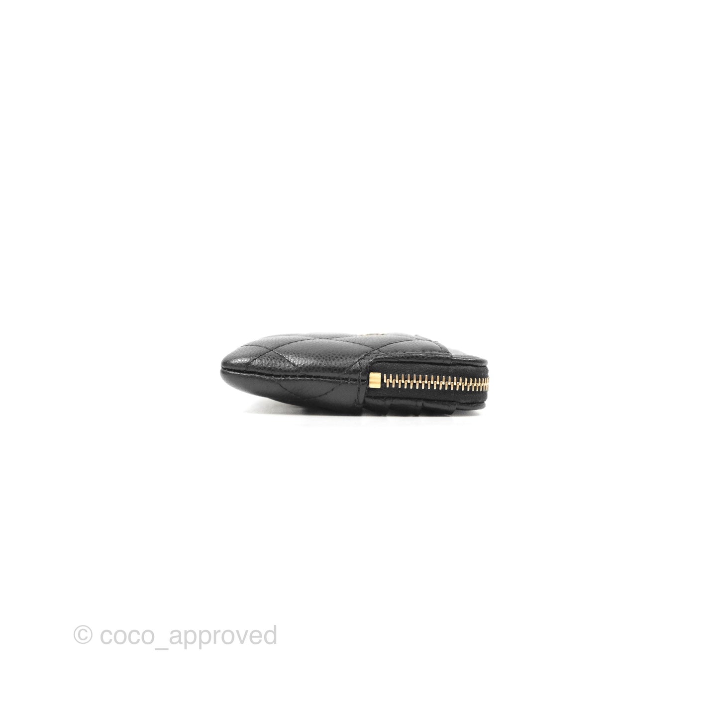 Chanel Zipped Coin Purse Card Holder Black Caviar Gold Hardware