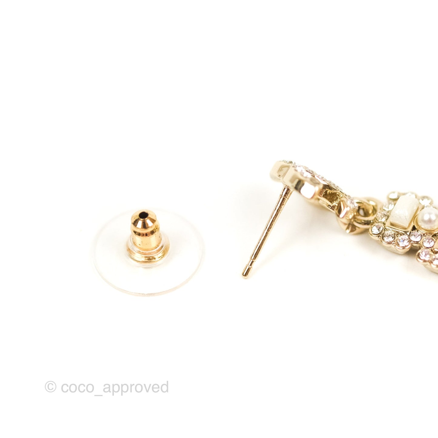 Chanel CC Crystal Perfume Bottle Earrings Gold Tone 21K