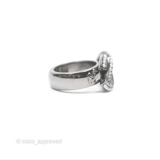 Chanel CC Ring Brushed Silver Tone 10A