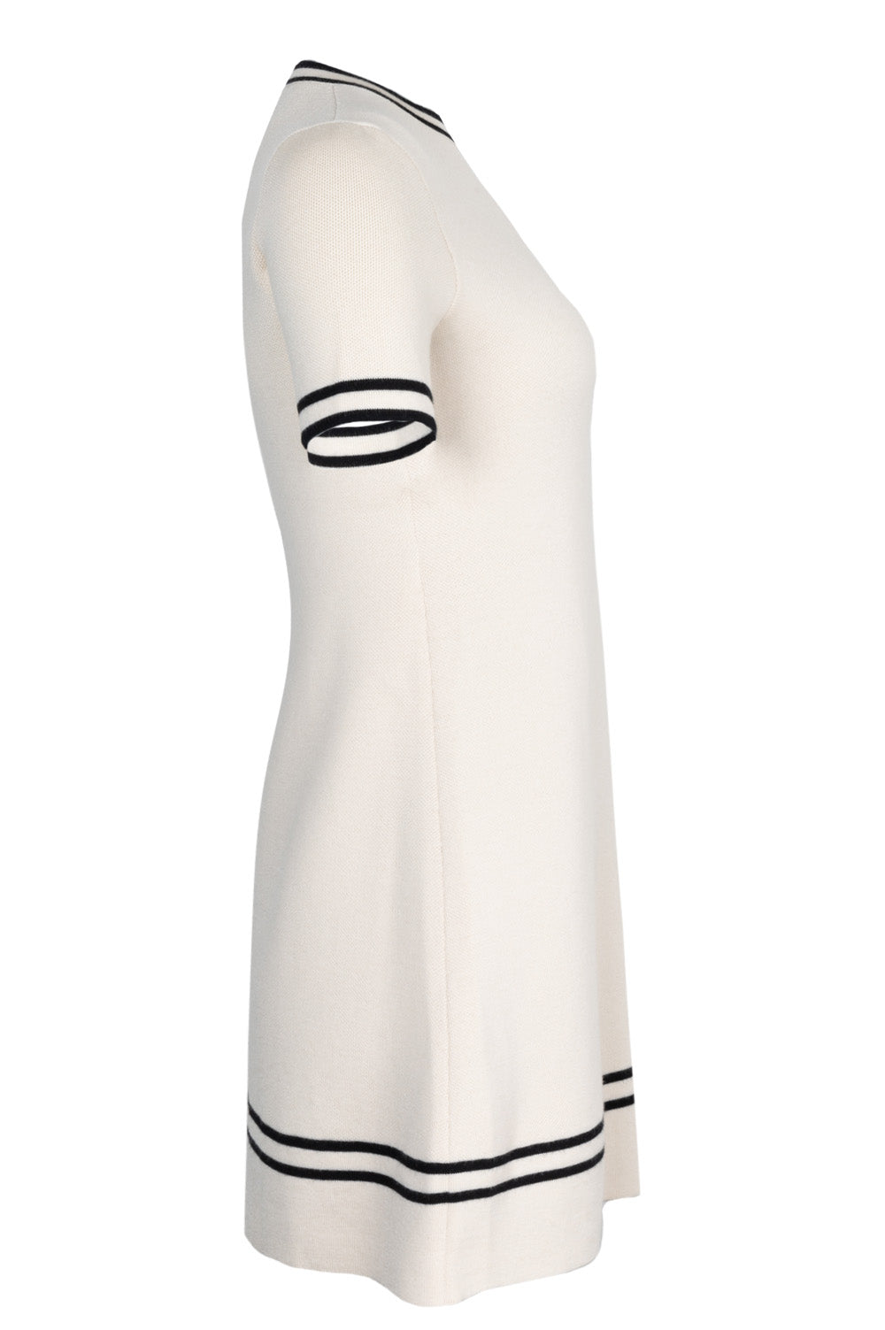Luxury Gucci Trending 2025 Horsebit Contrast Trim Knit Mini Dress Ivory