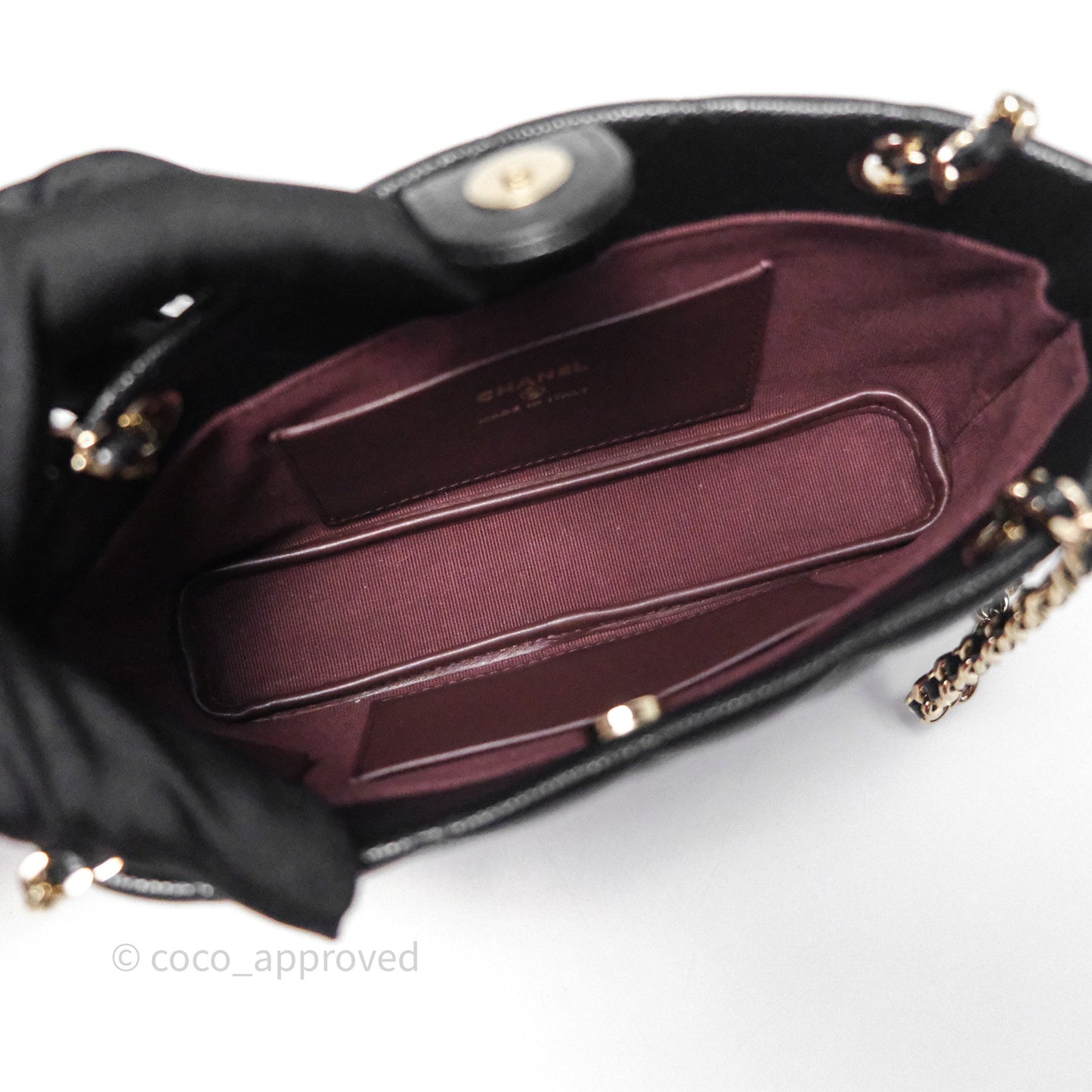 Chanel Mini Tote Bag Black Caviar Gold Hardware 25C