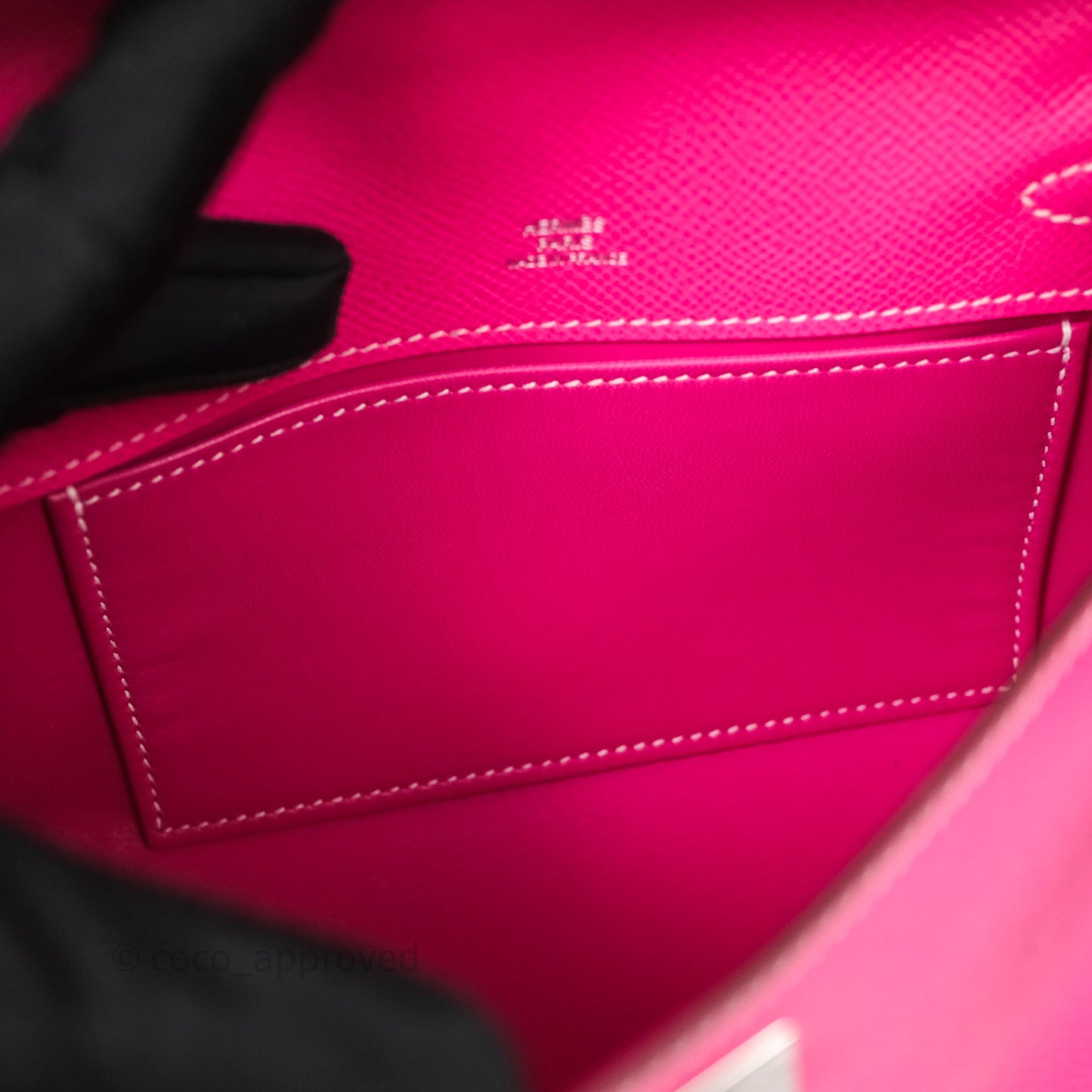 Hermès Kelly Pochette Clutch Rose Tyrien Epsom Palladium Hardware