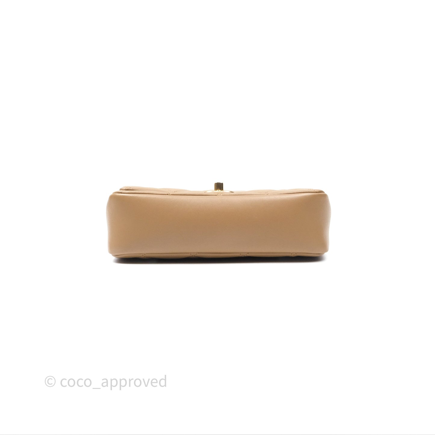 Chanel Mini Flap Bag With Heart CC Charm Dark Beige Lambskin Aged Gold Hardware