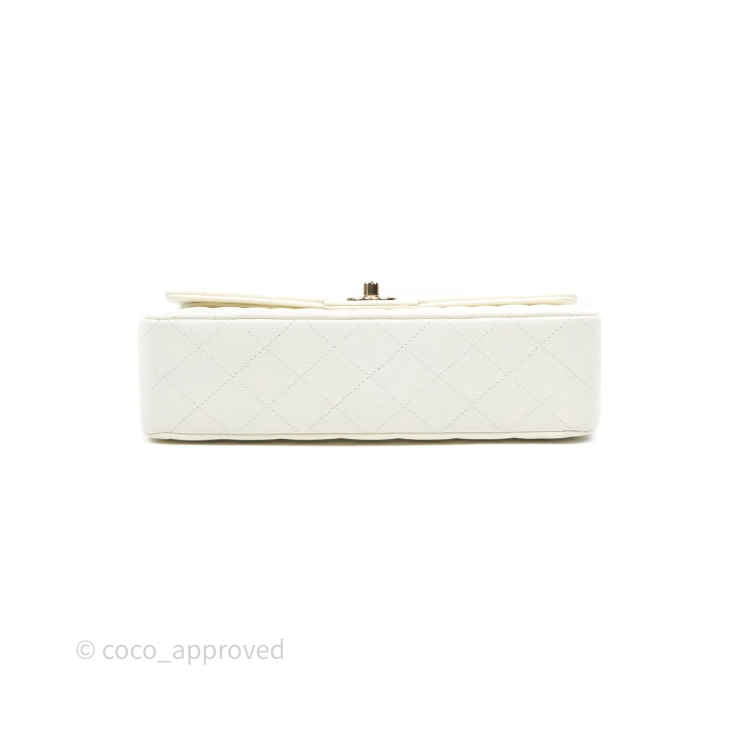 Chanel Classic M/L Medium Flap Quilted Ivory White Caviar Gold Hardware